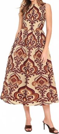 Flying Tomato Printed Woven Midi Dress In Taupe