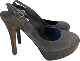 Gianvito Rossi Grey Suede Slingback Sandals Size 36
