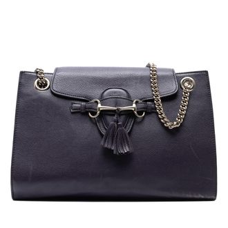 Gucci Pre-owned Womens Large Leather Emily Shoulder Bag - Navy - One Size
