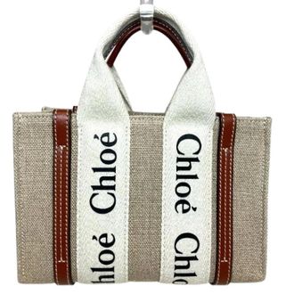 Chlo&eacute; Pre-owned Tote Bags, female, Beige, Size: ONE SIZE Pre-owned Woody Canvas Tote Bag