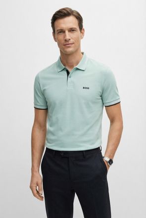 Boss Green by Hugo Boss Poloshirt BOSS GREEN Paul, Herren, Gr. XXL, turquoise, aqua448, Jersey, Obermaterial: 92% Baumwolle, 8% Elasthan, slim fit, hoch geschlossener Ausschn