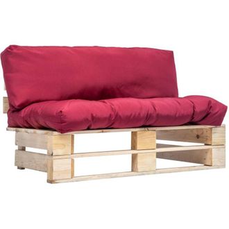 vidaXL Sof&aacute; De Jard&iacute;n De Palets Con Cojines Rojos Madera De Pino Vidaxl