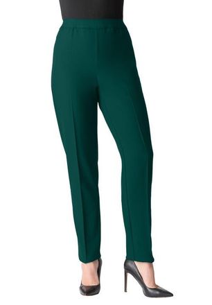 Roaman's Petite Plus Size Classic Bend Over Structured Straight Leg Pull-On Pant in Emerald Green at Nordstrom, Size 36Short