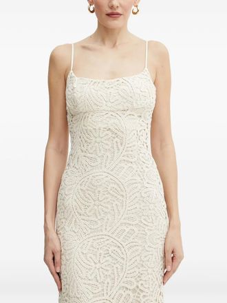Bardot lace-patterned midi dress - women - Cotton/Polyester - S - Neutrals
