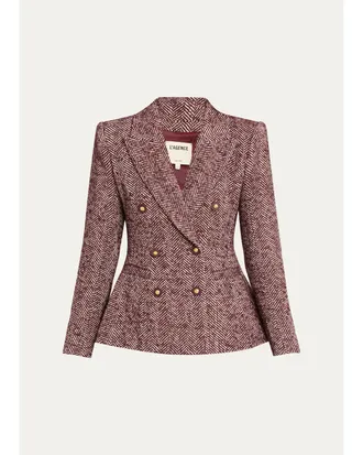 L'agence Karima Herringbone Cinched Blazer
