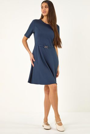Roman Belted Fit & Flare Dress