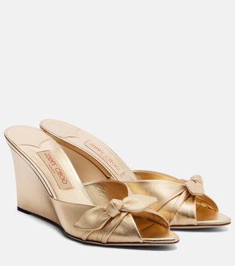 Jimmy Choo London Livi metallic leather wedge mules