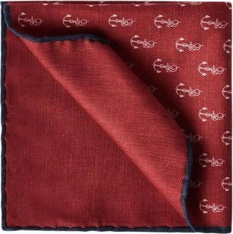 Brunello Cucinelli Brunello Cucinelli, Pocket Scarves, male, Red, Size: ONE SIZE Anchor Print Pocket Square
