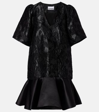 Ganni Satin cloque minidress