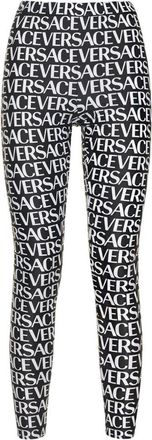 Versace Geprinte Leggings met Logo Overal - Dames - Leggings - Zwart - 2XS - Broeken