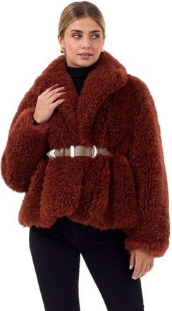 Gorski Cashmere Goat Jacket with Detachable Belt in Caramel at Nordstrom, Size X-Small