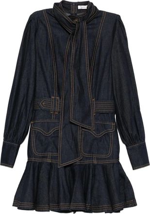 Zimmermann Abito denim con ruches - Blu