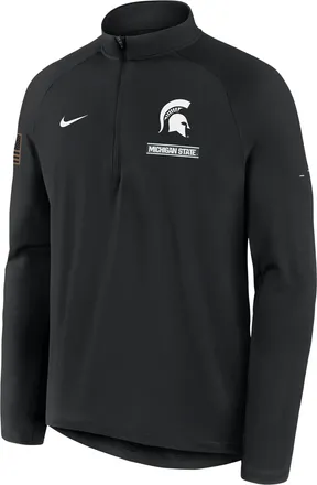 Nike Michigan State 2026 Military Appreciation Stride Nike Mens Dri-FIT College 1/2-Zip Long-Sleeve Top in Black | 04V100AMST-9UW
