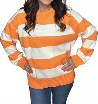 Greek Archaic Kori Gameday Striped Sweater In Orange
