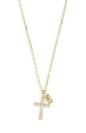 Argento Vivo Cubic Zirconia Cross Pendant Necklace in Gold at Nordstrom Rack