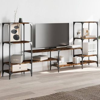Berkfield Home TV Cabinet Smoked Oak 206.5x28.5x95 cm Engineered Wood in Brown