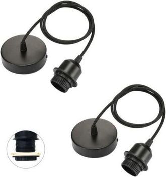 OEM Set Di 2 Lampade A Sospensione E27, Cavo Regolabile Da 100 Cm Con Anello A Vite Rimovibile, Lampada A Sospensione E27 Con Anello A Vite, Cavo In Tessu