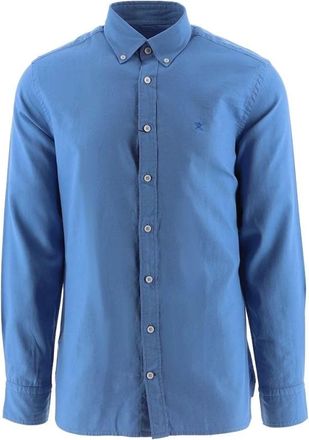 Hackett Overhemden, Heren, Blauw, S, Garment Dyed Oxford White Shirt