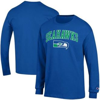 Champion Mens Champion Royal Seattle Seahawks Arch Over Logo Long Sleeve T-Shirt at Nordstrom, Size Xxx-Large