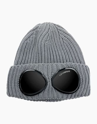 C.P. Company Mens Cp Company Extra Fine Merino Wool Goggle Beanie Moon Grey M92 - Size: OS