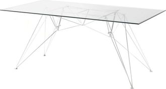 Oresteluchetta Oresteluchetta - Mesa de metal cromado con cristal transparente cm. Al.75 x L.180 x P.90