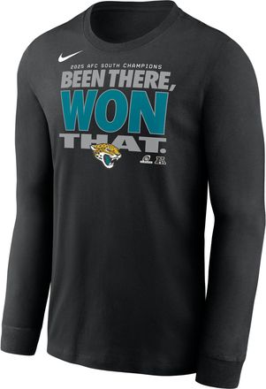 Nike Jacksonville Jaguars 2025 AFC South Champions Trophy Collection Nike Mens NFL Long-Sleeve T-Shirt in Black | NKAC00A9NZ-KZ5