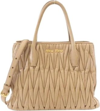 Miu Miu Pre-owned Handbags, female, Beige, Size: ONE SIZE Pre-owned Matelasse Bag