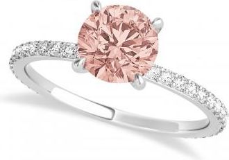 Allurez Round Morganite & Diamond Hidden Halo Engagement Ring 14k White Gold (1.68ct)