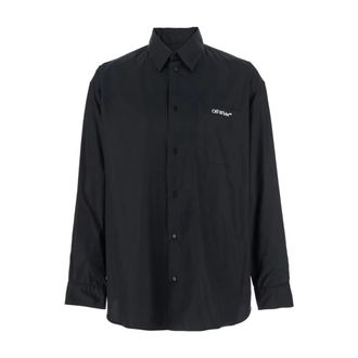 Off-white Overhemden, Heren, Zwart, L, Zwarte Brush Arrow Popover Shirt