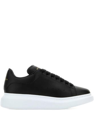 Alexander McQueen Oversized Black Leather Sneakers With Contrasting Platform
