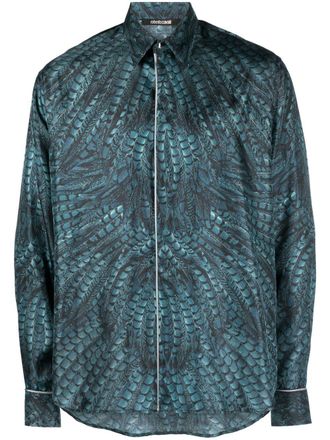 Roberto Cavalli Camicia Falcon con stampa - Blu