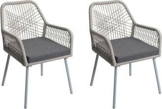 Hhg Hhg - Nunca Usado] Juego De 2 Sillas De Jard&iacute;n 469, Coj&iacute;n De Asiento Para Exterior Tejido De Cuerda De Aluminio Rope, Gris, Funda Gris Oscuro