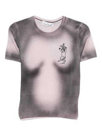 Vivienne Westwood Elle print fitted top - women - Merino/Cashmere - M - Black