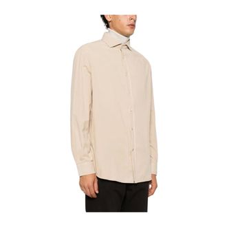 Brunello Cucinelli Overhemden, Heren, Beige, S, Katoen, Corduroy Shirt