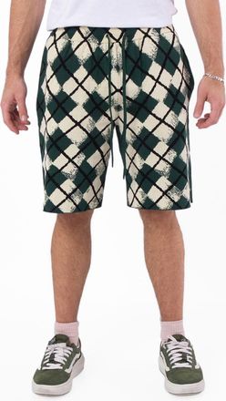 Burberry Knitted Argyle Pattern Cotton Shorts, Size X-Small