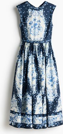 H&M Popelinekleid mit ausgestelltem Jupe - Blue