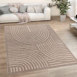 Paco Home Paco Home - Alfombra Salon De Habitacion Cocina Exterior Terraza Jardin Nordica Etnica Lisa &Oslash; 200 Cm Redon, Beige 4