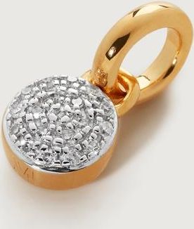 Monica Vinader Gold Fiji Mini Button Diamond Pendant Charm Diamond