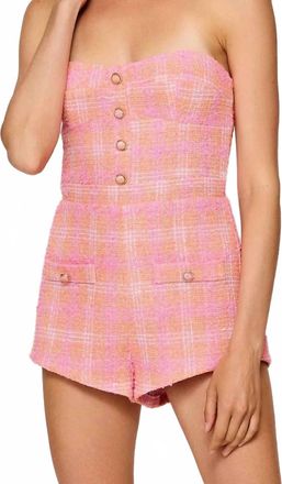 Line & Dot Womens Leeza Strapless Tweed Romper In Pink