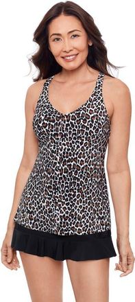 Aqua Green Supportive Y-Back Full Coverage Tankini Swimsuit Top in Desert Leopard at Nordstrom, Size X-Large