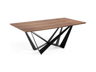 Pondecor Interiorismo Mesa rectangular Denis patas metal negro mate y sobre MDF nogal