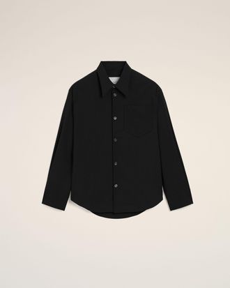 Ami Black Blended Silk Sharp Collar Adjusted Shirt Black - 37 - for Men