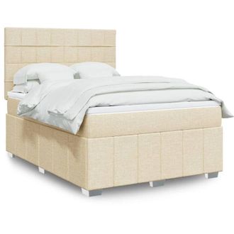 vidaXL Vidaxl - Cama Box Spring Con Colch&oacute;n Tela Color Crema 140x200 Cm