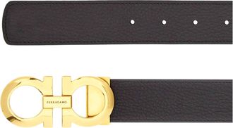 Ferragamo Dark Brown Calf Leather Reversible Belt