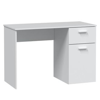 HOMN Mesa de escritorio 1 puerta 1 caj&oacute;n blanco, 108 cm