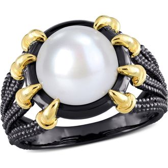 Delmar Mens Cultured Pearl Two-Tone Ring in White at Nordstrom Rack, Size 12