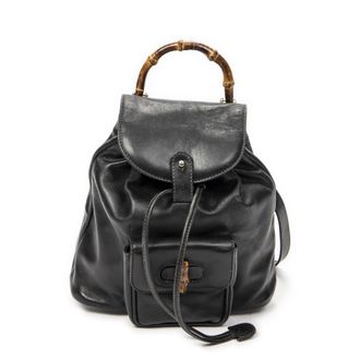 Gucci Pre-owned Womens Mini Bamboo Backpack - Black - One Size