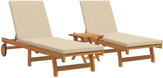 vidaXL Sun Lounger 3 pcs Brown 40 x 40 x 40cm Solid Acacia wood vidaXL