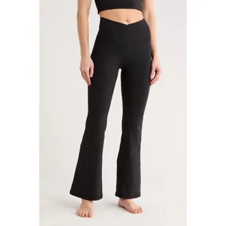 Yogalicious Lux Sophia Crossover Elastic Flare Leggings in Black at Nordstrom Rack, Size X-Small