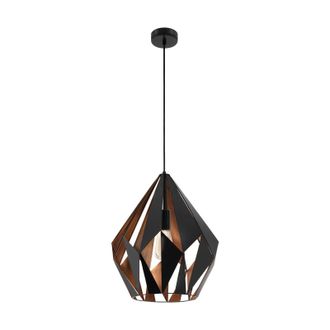 Loops Hanging Ceiling Pendant Light Black & Copper Geometric 60W E27 Modern Feature